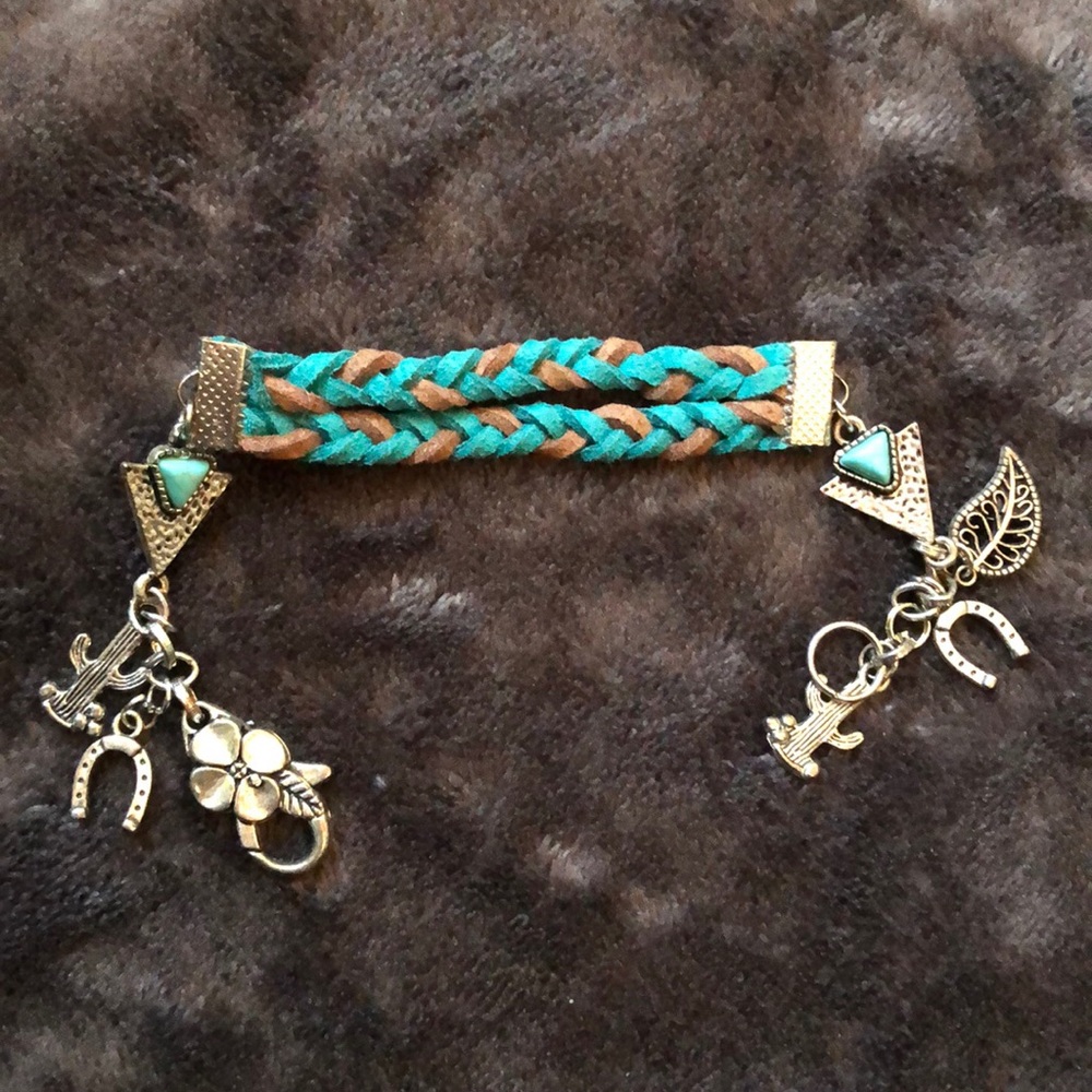 Handmade turquoise bracelet with charms